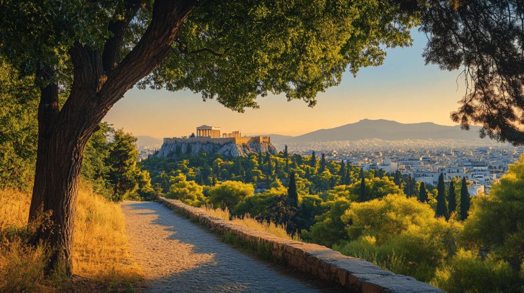 a beautiful spot in Athen, view from a hill, explored with an excel template for itinerary