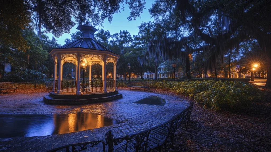 mystery view of Savannah at night, explored during a guilt trip