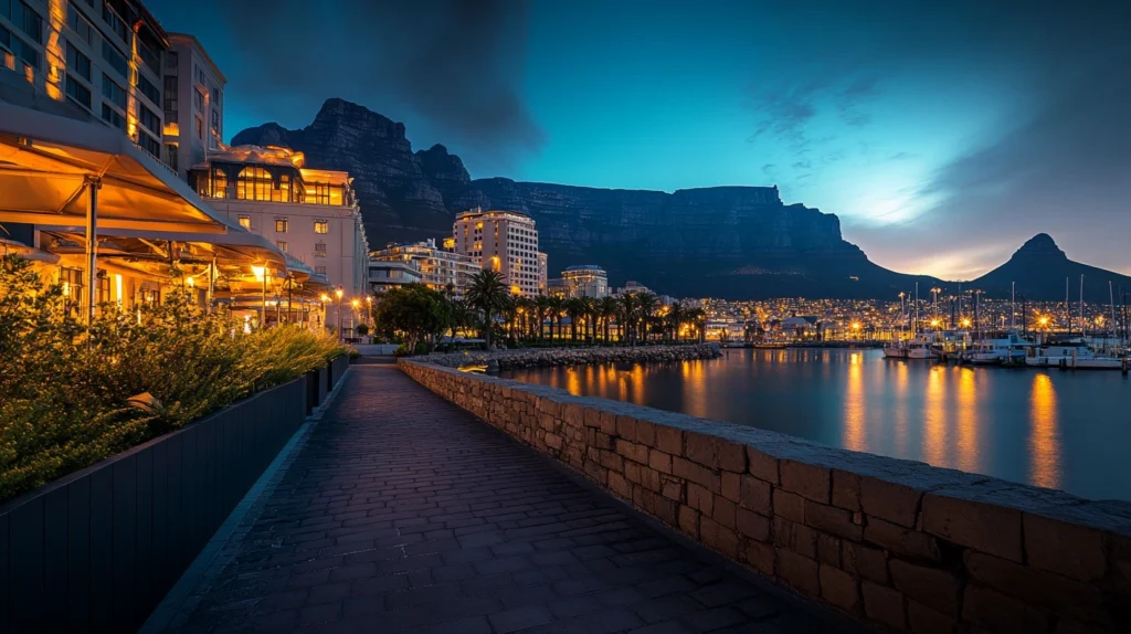 beautiful view of capetown at night, explore with my AI travel assistant